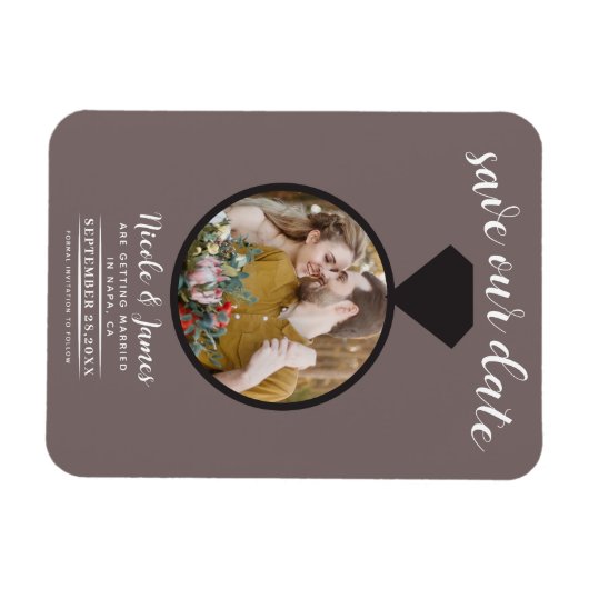 Mushroom Taupe Wedding Ring Foto Save the Date Magnet (Horizontal)
