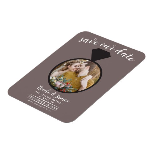 Mushroom Taupe Wedding Ring Foto Save the Date Magnet (Linke Seite)