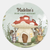 Mushroom-Tiere am ersten Geburtstag Runder Aufkleber (Vorderseite)