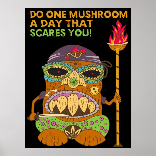 Mushroom Tiki Koch mit lustigem Zitat, Schwarz Poster (Vorne)
