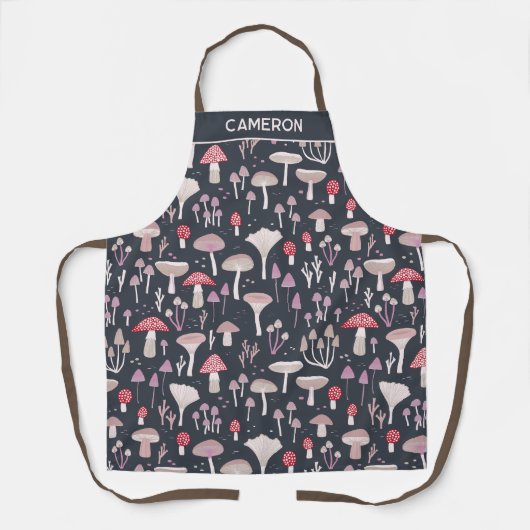 Mushroom Toadstool Fungi Personalisierter Name Schürze (Vorderseite)