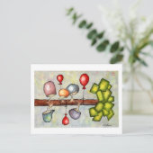 Mushroom Tree Wasserfarbe Postkarte (Stehend Vorderseite)