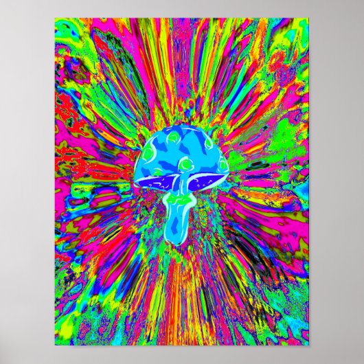 Mushroom Tye Dye Neon Poster (Vorne)