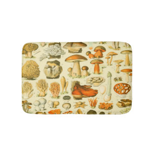 Mushroom Vintag Toadstool Antike Illustration Badematte