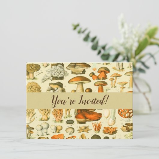 Mushroom Vintag Toadstool Antike Illustration Einladung (Stehend Vorderseite)