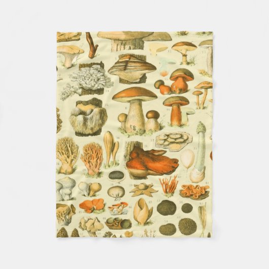 Mushroom Vintag Toadstool Antike Illustration Fleecedecke (Vorderseite)