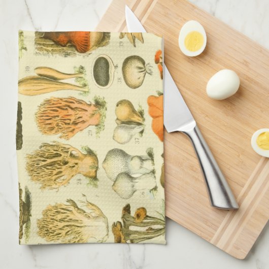 Mushroom Vintag Toadstool Antike Illustration Geschirrtuch (Viertel Falte)