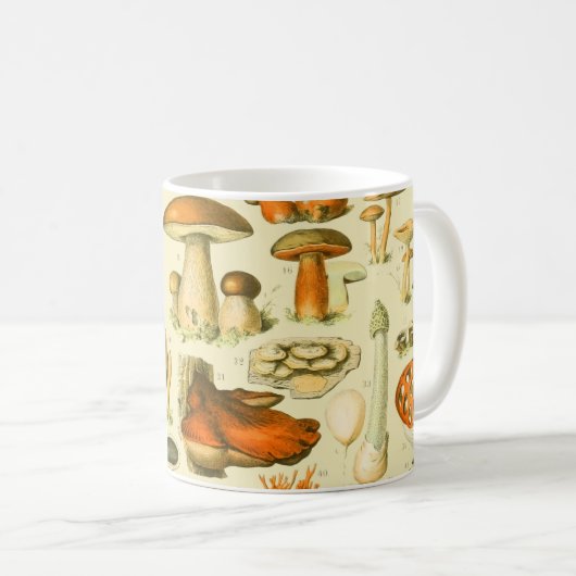 Mushroom Vintag Toadstool Antike Illustration Kaffeetasse (VorderseiteRechts)