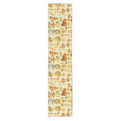 Mushroom Vintag Toadstool Antike Illustration Kurzer Tischläufer (Vorderseite)