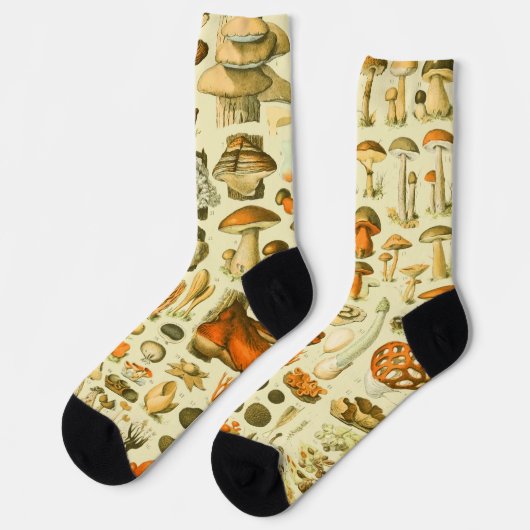 Mushroom Vintag Toadstool Antike Illustration Socken (Linkes Detail)