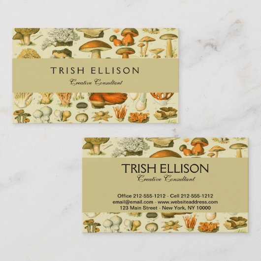 Mushroom Vintag Toadstool Antike Illustration Visitenkarte (Vorne/Hinten)