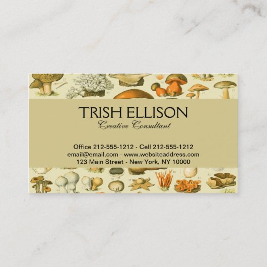 Mushroom Vintag Toadstool Antike Illustration Visitenkarte (Rückseite)