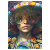 Mushroom Visions Trippy Retro Art Klemmbrett (Rückseite)