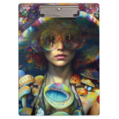 Mushroom Visions Trippy Retro Art Klemmbrett (Vorderseite)