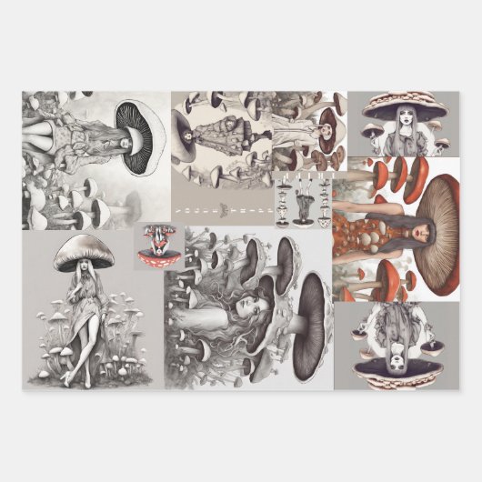 Mushroom Vogue Lady Geschenkpapier Set (Vorderseite)