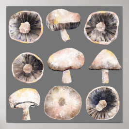 Mushroom Watercolor Poster