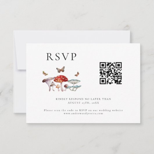 Mushroom Wedding QR Code RSVP Card (Vorderseite)