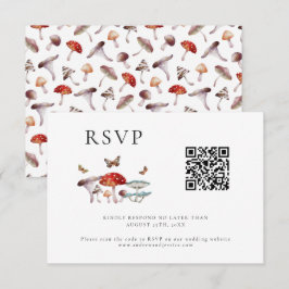 Mushroom Wedding QR Code RSVP Card Karte
