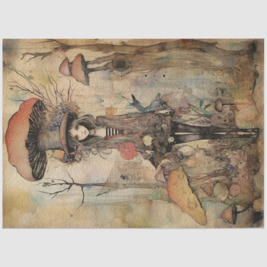 Mushroom Whimsical Fairy Spring Forest No2 Seidenpapier (Vorderseite)