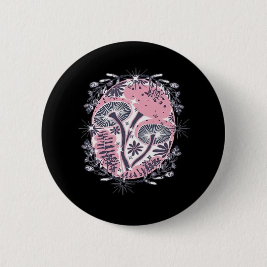 Mushroom Whimsigoth Art Design Classic Button (Vorderseite)