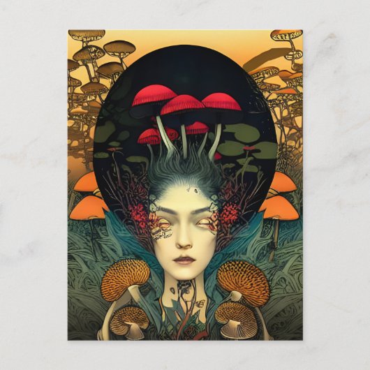 Mushroom Woman Postcard Postkarte (Vorderseite)