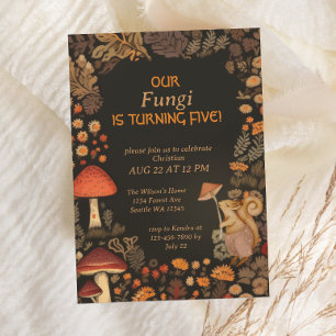 Mushroom Woodland Animal Boys 5. Geburtstag Einladung