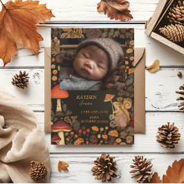 Mushroom Woodland Animal Forest Baby Ankündigung