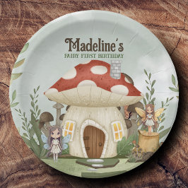 Mushroom Woodland Animals am ersten Geburtstag Pappteller