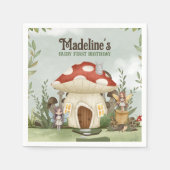 Mushroom Woodland Animals am ersten Geburtstag Serviette (Vorderseite)