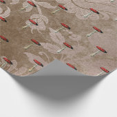 Mushroom Woodland Antike Bronze Blütenrot Vintag Geschenkpapier (Ecke)
