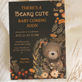 Mushroom Woodland Bear Cub Forest Baby Dusche Einladung