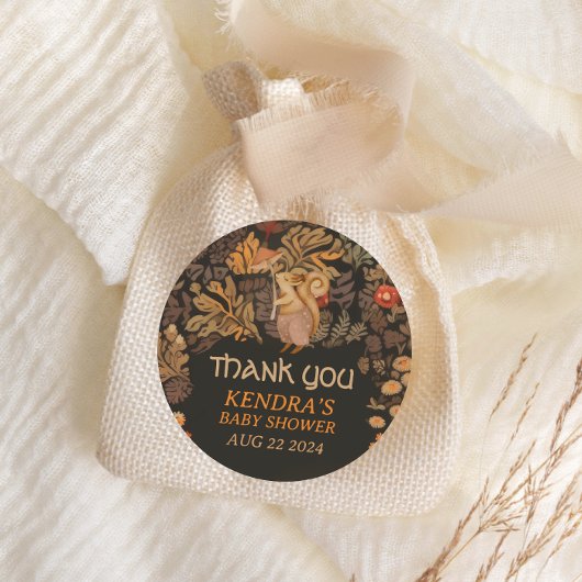 Mushroom Woodland Eichhörnchen Babydusche Runder Aufkleber