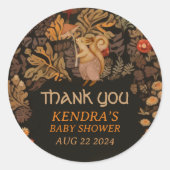 Mushroom Woodland Eichhörnchen Babydusche Runder Aufkleber (Vorderseite)