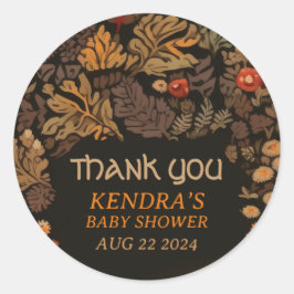 Mushroom Woodland Fungi Babydusche Runder Aufkleber