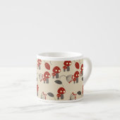 Mushroom Woodland Red Beige Espressotasse (Vorderseite Rechts)