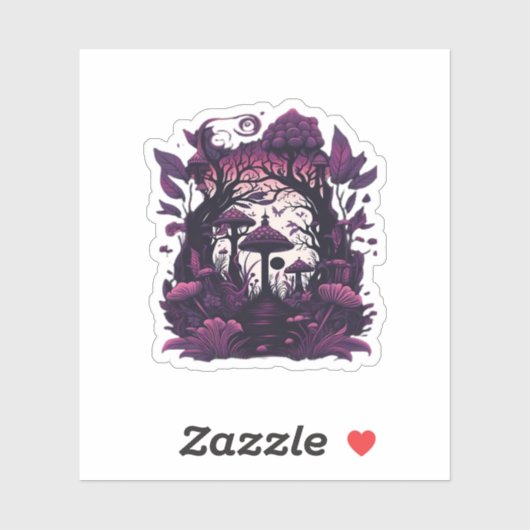 Mushroom Woods Whimsigoth Witchy Screenprint Desig Aufkleber (Blatt)