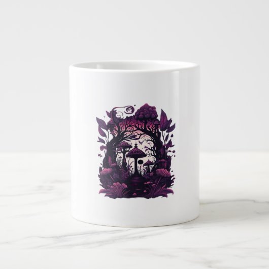 Mushroom Woods Whimsigoth Witchy Screenprint Desig Jumbo-Tasse (Vorderseite)