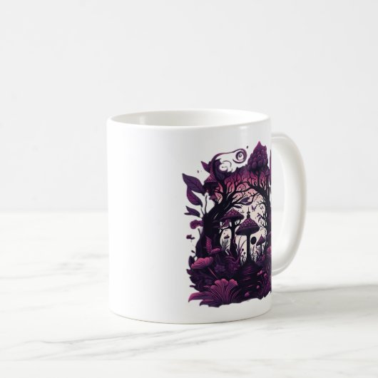 Mushroom Woods Whimsigoth Witchy Screenprint Desig Kaffeetasse (VorderseiteRechts)