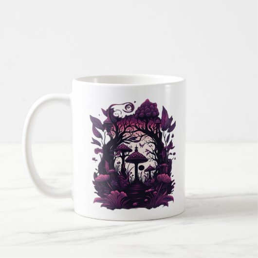Mushroom Woods Whimsigoth Witchy Screenprint Desig Kaffeetasse (Links)