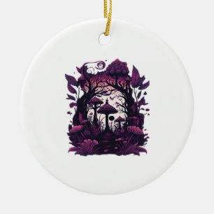 Mushroom Woods Whimsigoth Witchy Screenprint Desig Keramik Ornament