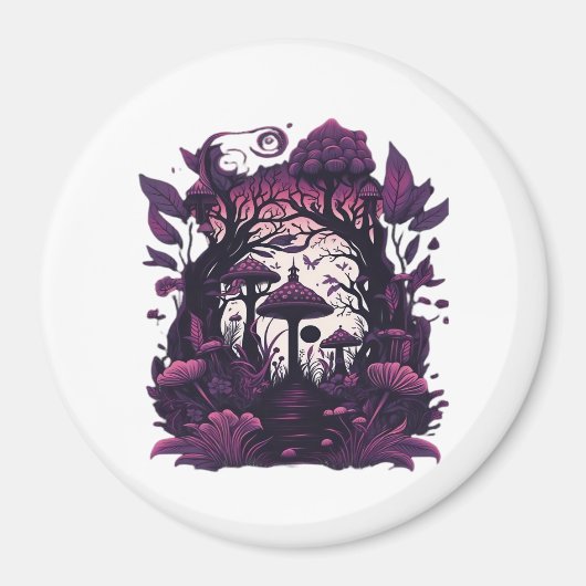 Mushroom Woods Whimsigoth Witchy Screenprint Desig Magnet (Vorne)