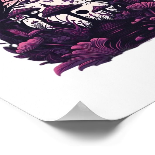 Mushroom Woods Whimsigoth Witchy Screenprint Desig Poster (Ecke)