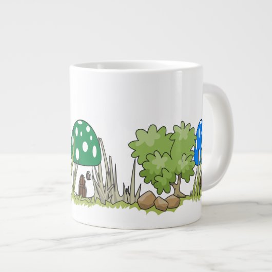 Mushroom Zwarf House in Woods - Fantasy Forest Jumbo-Tasse (Vorderseite Rechts)