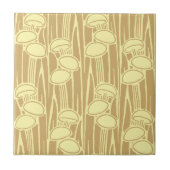Mushrooms And Grass Pattern Fliese (Vorderseite)
