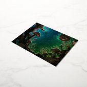 Mushrooms and Moons Teal Blue Fairycore Folien Feiertagspostkarte (Gedreht)