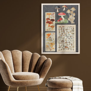 Mushrooms Black Ephemera Cottagecore Decoupage Seidenpapier