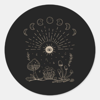 Mushrooms Dark Academia Ästhetische Kristalle Hütt Runder Aufkleber