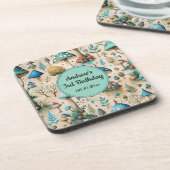 Mushrooms Fairyland Birthday Party Getränkeuntersetzer (Linke Seite)