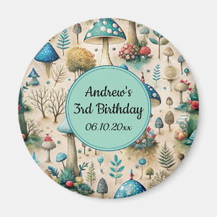 Mushrooms Fairyland Birthday Party Magnet