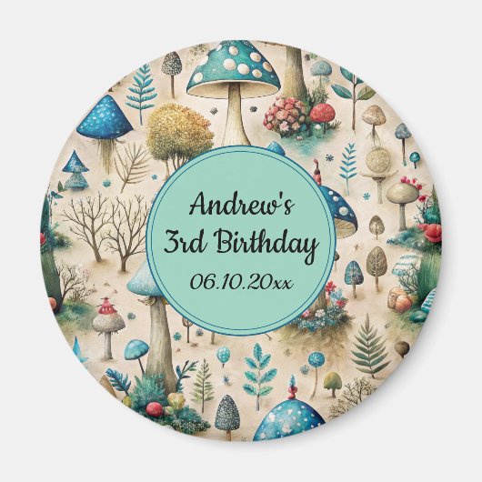 Mushrooms Fairyland Birthday Party Magnet (Vorne)